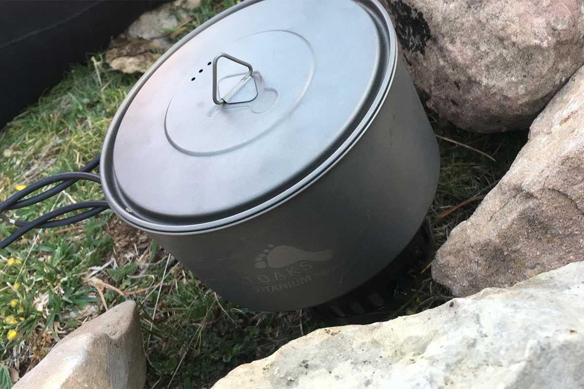 utensilios de cocina de titanio para senderismo